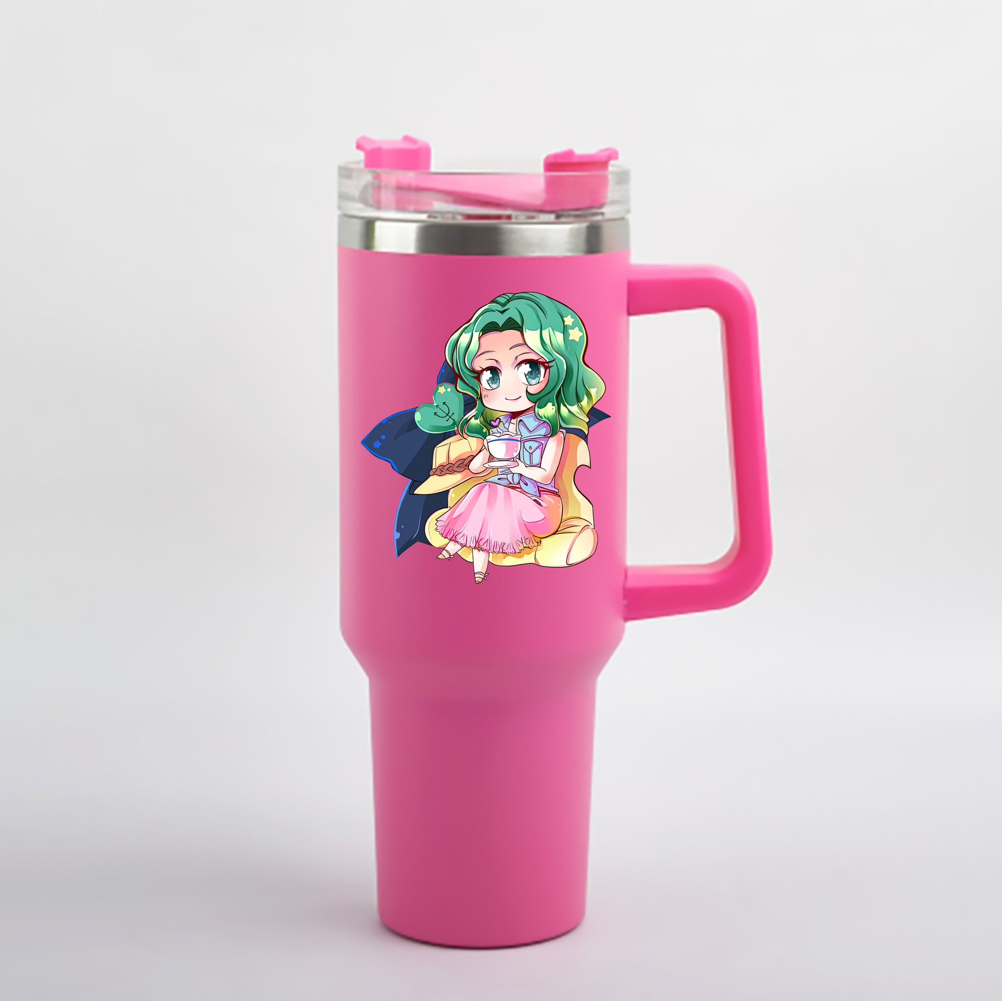 （画像用） 美少女戦士セーラームーン 海王 みちる（かいおう みちる） Sailor Moon Kaiou Michiru 1200mL車用タンブラー - クリスタルステッカー（プラスチックストロー付き）